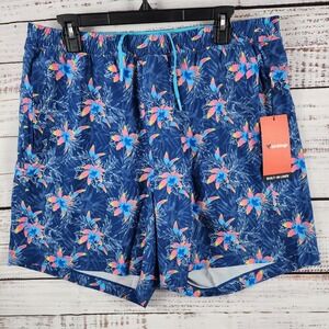 NWT Birddogs Captain South Americas Shorts XXL Regular Blue Floral Lined Gym 7"